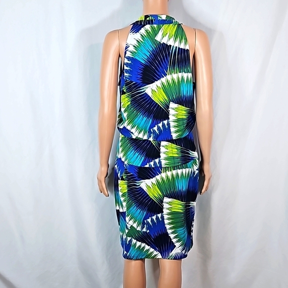 Maggy London Green & Blue Dress Sz 10 - Picture 6 of 7